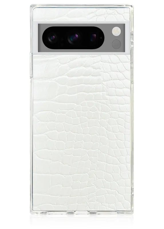 SQUARE® White Crocodile Faux Leather Pixel Case