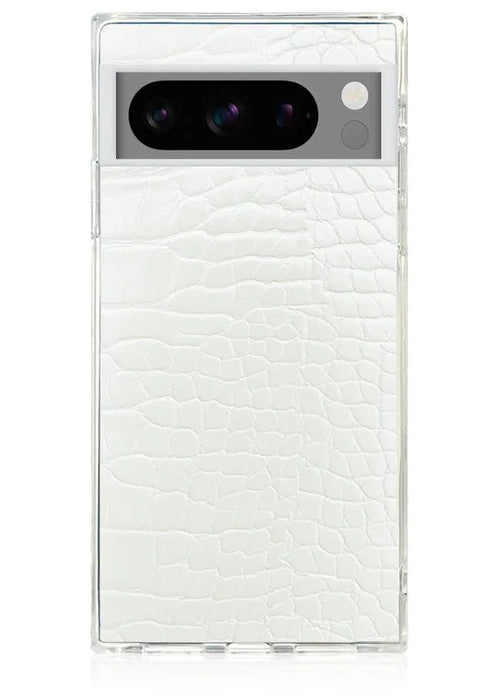 SQUARE® White Crocodile Faux Leather Pixel Case