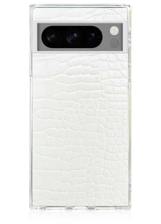 SQUARE® White Crocodile Faux Leather Pixel Case