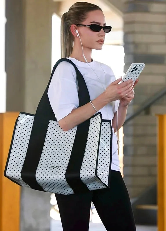 White Polka Dot Everyday Tote Bag