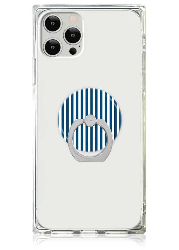 Blue & White Oxford Stripe Adhesive Phone Ring Stand