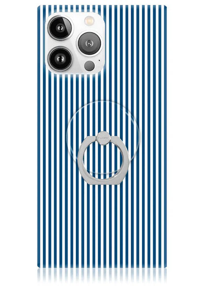 Blue & White Oxford Stripe Adhesive Phone Ring Stand