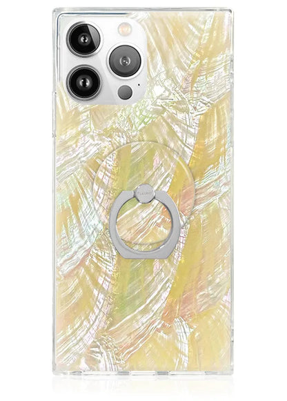 Butter Yellow Mother of Pearl Adhesive Phone Ring Stand