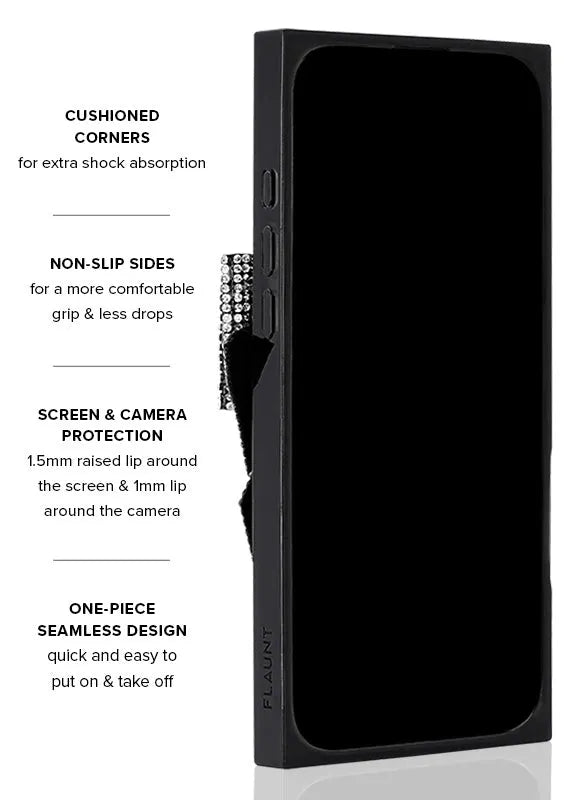 Elite Collection - SQUARE® Black Velvet Bow Brilliance iPhone Case (Not MagSafe Compatible)