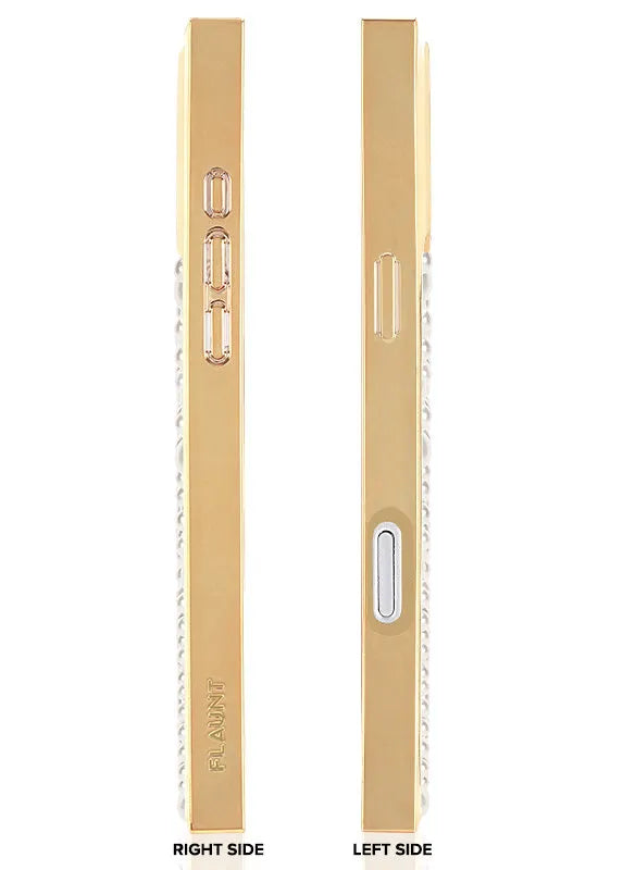 Elite Collection - SQUARE® Gold Metallic Embellished Faux Pearl iPhone Case (Not MagSafe Compatible)