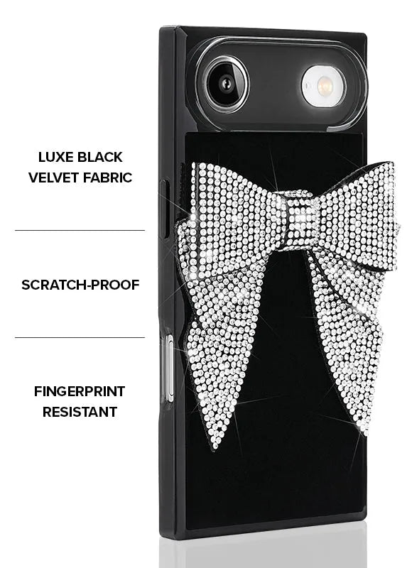 Elite Collection - SQUARE® Black Velvet Bow Brilliance iPhone Case (Not MagSafe Compatible)