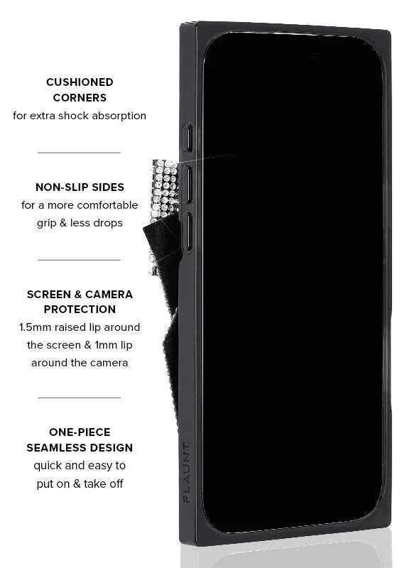 Elite Collection - SQUARE® Black Velvet Bow Brilliance iPhone Case (Not MagSafe Compatible)