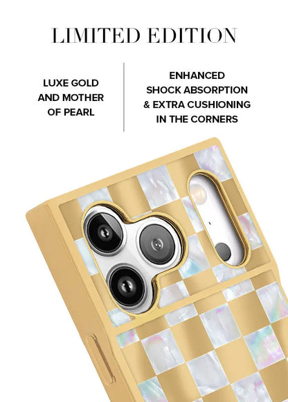 Elite Collection - SQUARE® Gold Checkered Mother of Pearl iPhone Case
