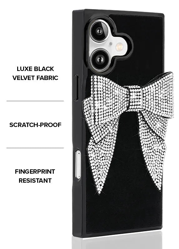 Elite Collection - SQUARE® Black Velvet Bow Brilliance iPhone Case (Not MagSafe Compatible)